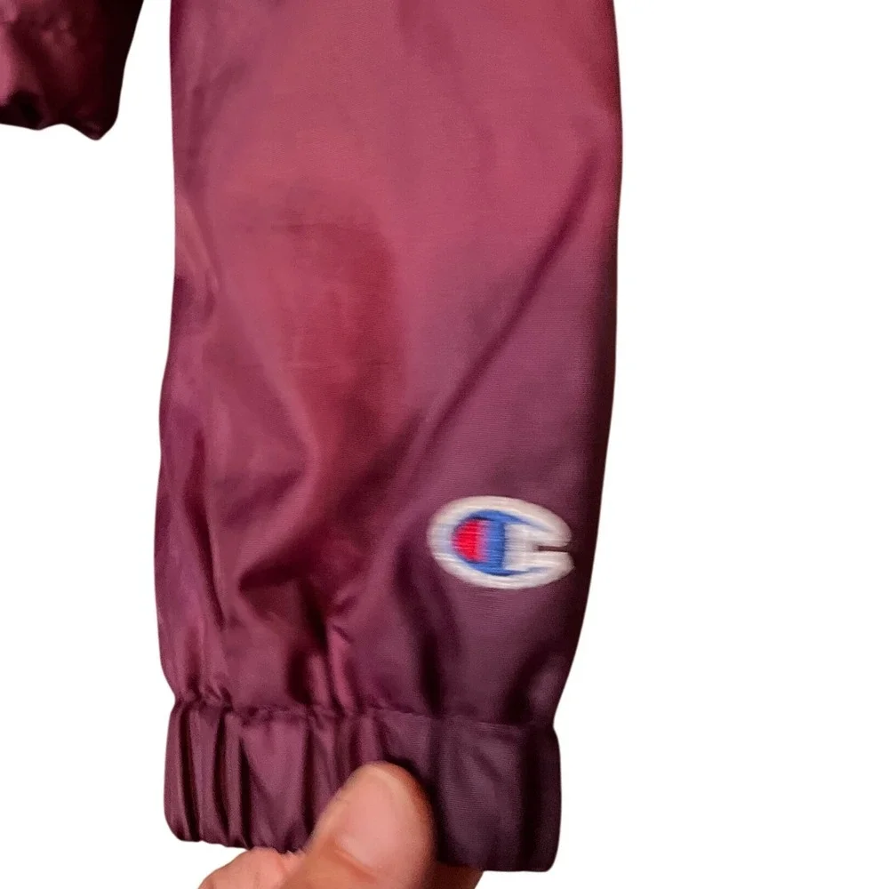 Champion Womens Coaches‎ Jacket Burgundy Snap Front Logo Size Small